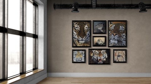 Galerie de tableaux de félins par Laurence Saunois, peintre animalier