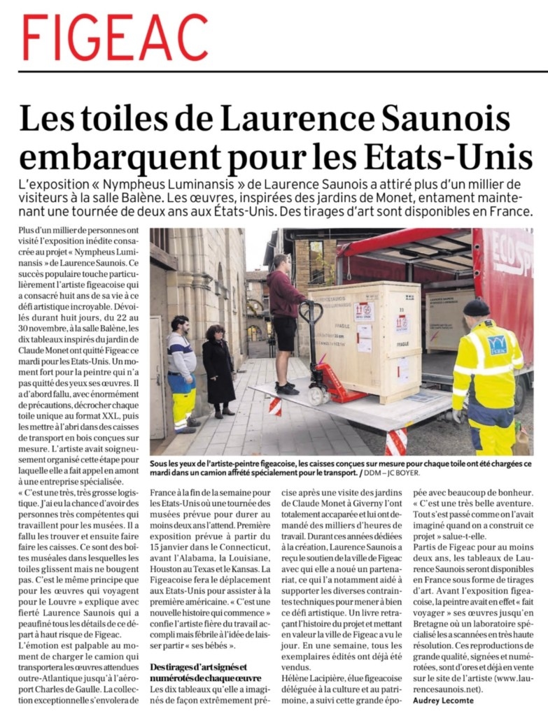 Article de Presse de La Dépêche du Midi sur l'exposition Nympheus Luminansis, les Nympheas de la Lumière