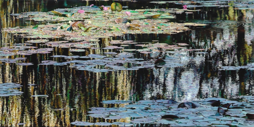 Tableau "Nympheus Luminansis la danse de la lumière" par Laurence Saunois, artiste contemporain