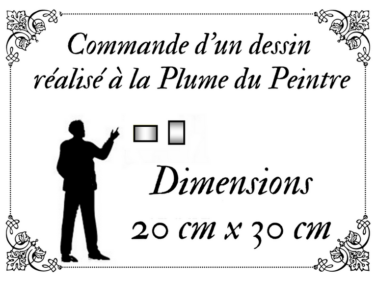 Commande d'un dessin à la plume du peintre 20 cm x 30 cm