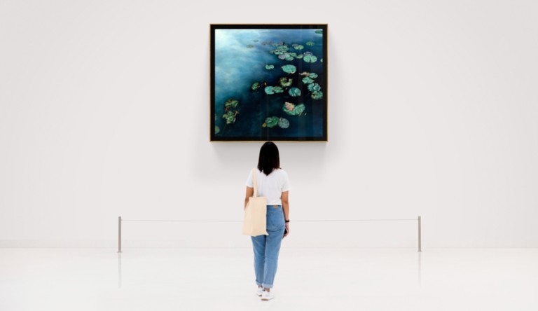 Tableau "Nympheus Luminansis, Lumières Célestes par Laurence Saunois, artiste peintre (Dimensions)