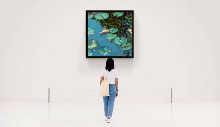 Tableau "Nympheus Luminansis, Dualité de Lumières par Laurence Saunois, artiste peintre (Dimensions)