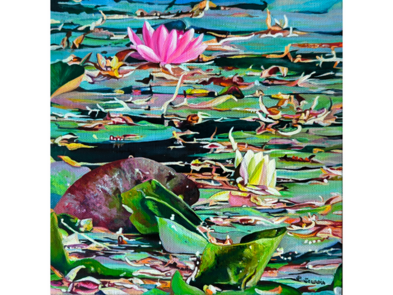 Tableau des nymphéas de Claude Monet par laurence Saunois, artiste
