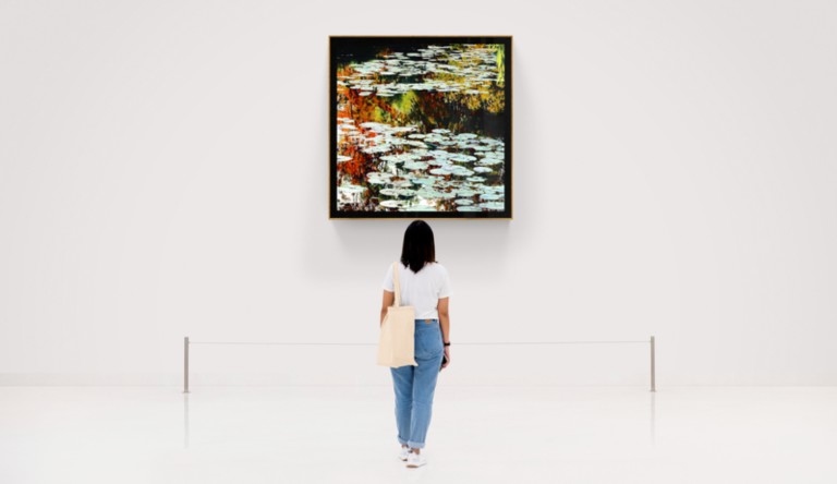Tableau "Nympheus Luminansis, Lumières d'Automne par Laurence Saunois, artiste peintre
