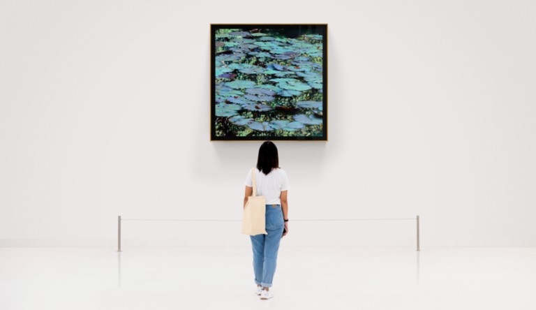 Tableau "Nympheus Luminansis, Vibrantes Lumières par Laurence Saunois, artiste peintre (Dimensions)