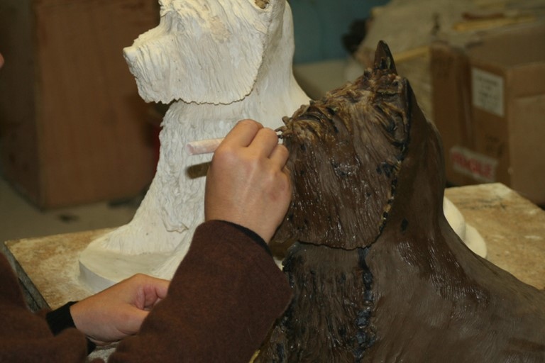 Sculpture of Westie in bronze by Laurence Saunois, animal artist