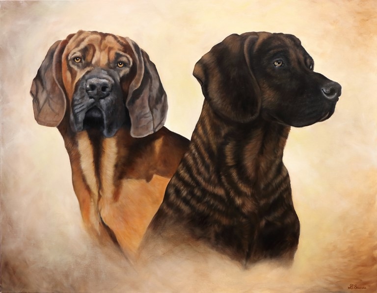 Painting of Dogs by Laurence Saunois, animal artist