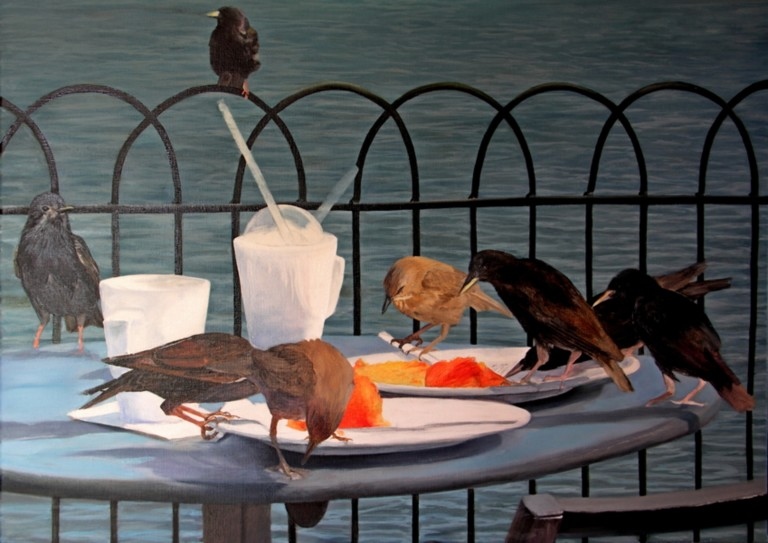 Tableau "The sentinel" ^travail en cours par Laurence saunois, artiste animalier