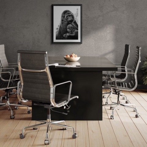  “Charcoal artwork of a female gorilla and her baby displayed in a meeting room – wildlife artist Laurence Saunois