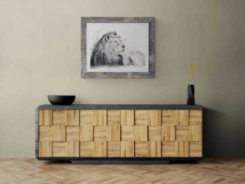 Dessin de lion d'Asie dans un salon - peintre animalier Laurence Saunois