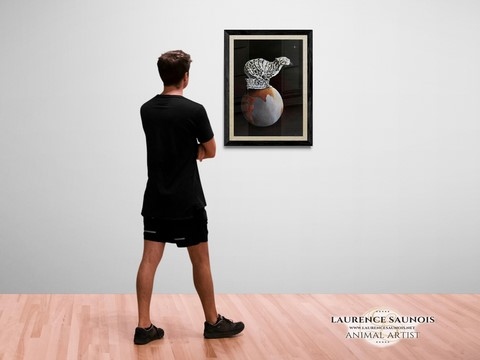 Dimensions de l'oeuve de la peintre animalier Laurence Saunois