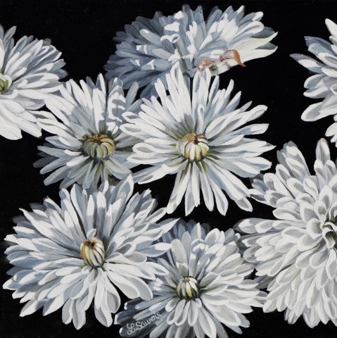 Painting of flowers by Laurence Saunois, animal artist