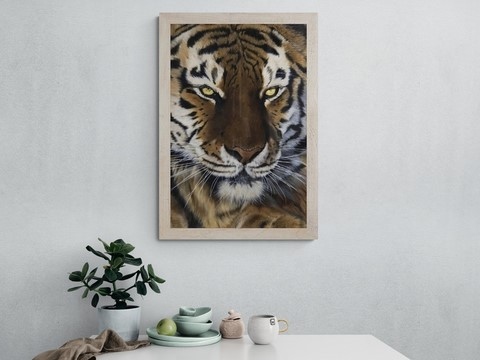 Peintre animalier Laurence Saunois : portrait de tigre