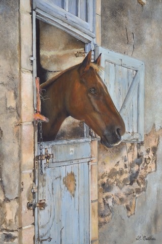Horse painting by Laurence Saunois, animal artist
