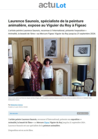 Presse Actu.fr : Exposition au Viguier du Roy à Figeac - Artiste Laurence Saunois