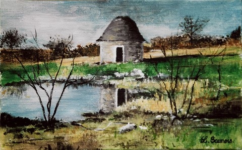 Cazelle du Lac de Lacam - Peinture par Laurence Saunois, artiste peintre