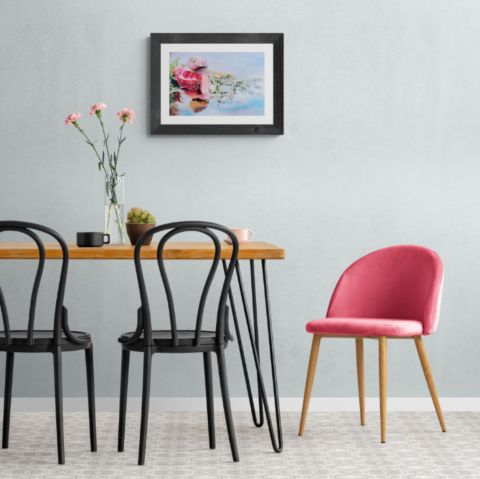  Snail painting wall art decor in a living room setting by wildlife artist Laurence Saunois