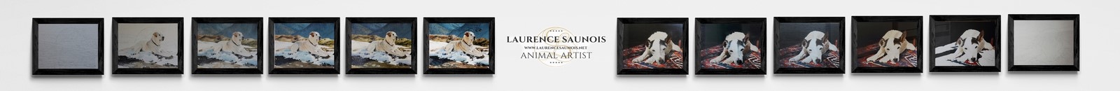 Etapes de réalisation des peintures de la peintre animalier Laurence Saunois